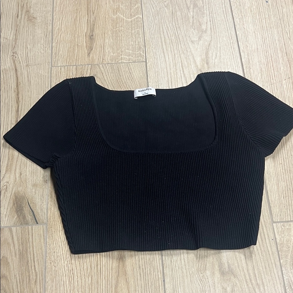 Aritzia Babaton Adelaide top, a short-sleeve, square-neck crop top